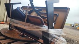(1) Pallet w/ (3) Wooden Tables, Rolling Chairs