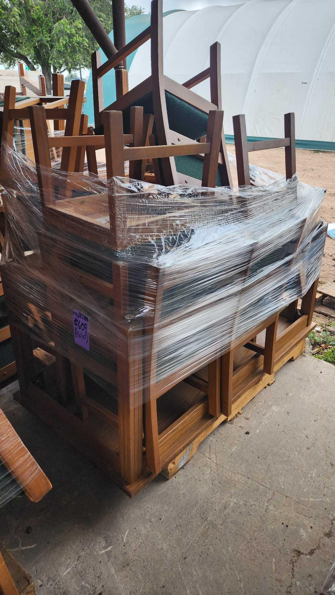 Group of Wooden Chairs on Pallet