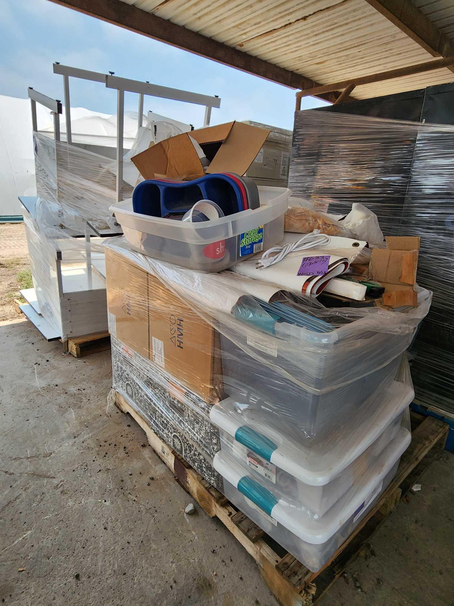 (2) Pallets w/ Delta Educational Science Kits, (1) NutraMax Fish Food, Student Tables, etc.