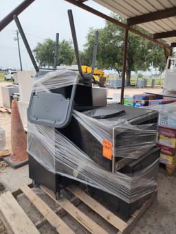 Pallet w/ (1) Cubic Mini Fridge, (1) Microwave, (1) Beige File Desk Organizer, (1) Chair, etc.