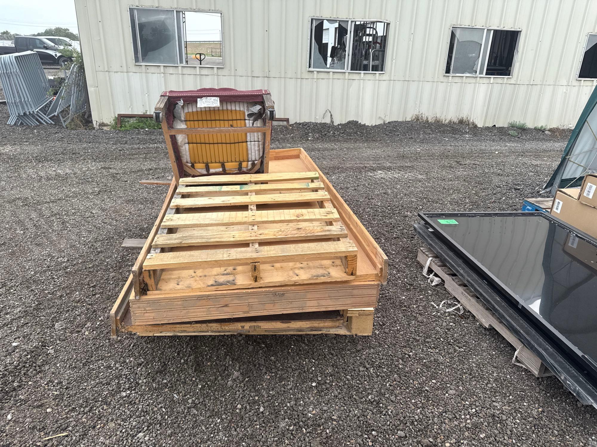 Group of Wood Pallets, (1) Cushioned Rolling Chair