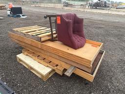Group of Wood Pallets, (1) Cushioned Rolling Chair