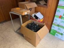 Group of Boxes w/ Laptop Chargers, HDMI Cables, (1) CradlePoint Router, (1) Fujitsu Scanner, etc.