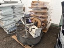 (1) Industrial Fan, (1) Rolling Chair, Misc. Box on Pallet