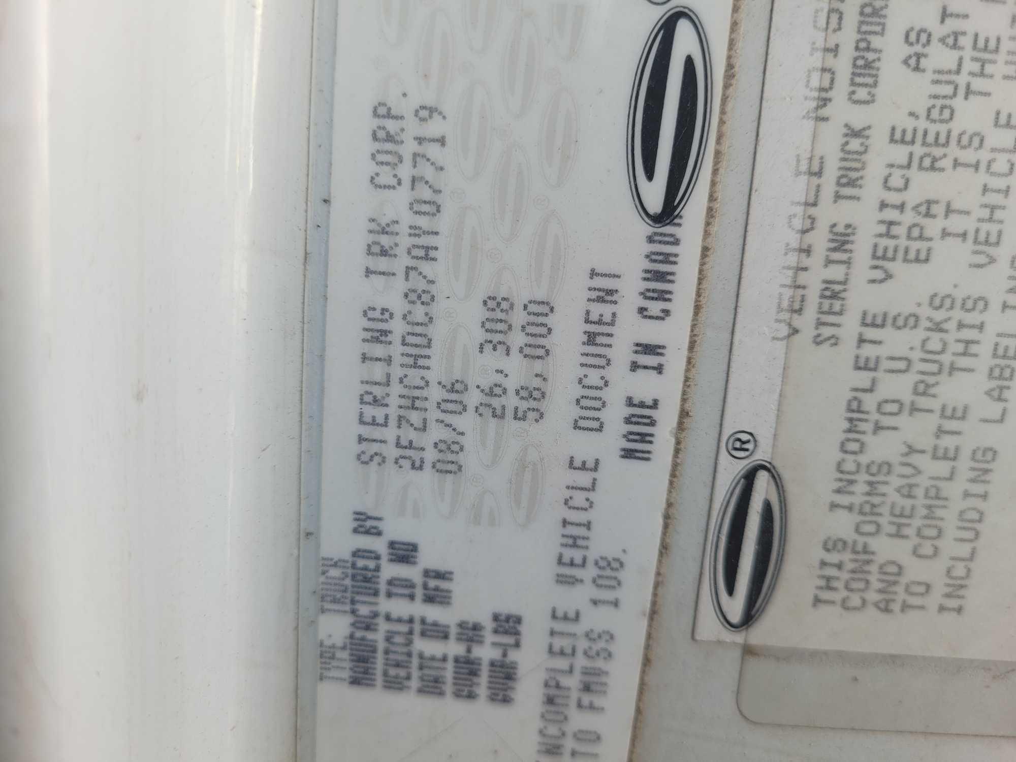 2007 Sterling Acterra Truck, VIN # 2FZHCHDC87AY07719 (Special Instructions)