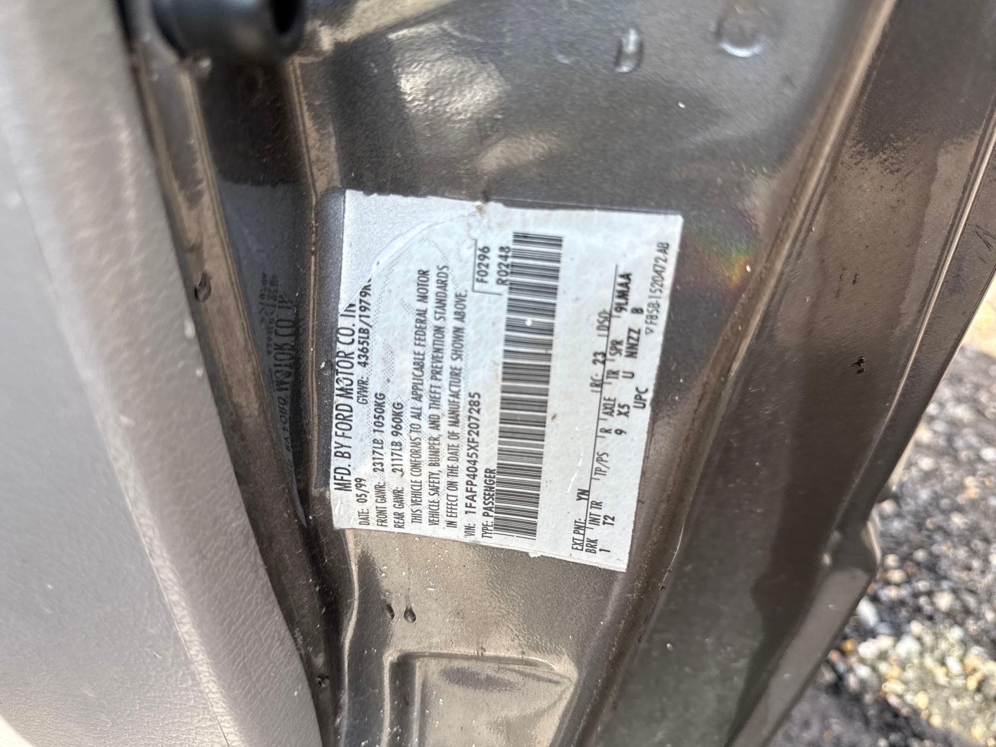 1999 Ford Mustang Passenger Car, VIN # 1FAFP4045XF207285 OFFSITE- BROWNSVILLE, TX
