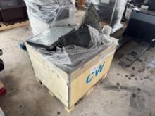 (1) Wooden Crate w/ Keyboards, iWorkTool Set, PowerSupply Media Link Switcher, Red Tarps, Etc.