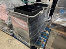 (2) Stainless Steel Carts, (4) Trash Cans W/ Wheels