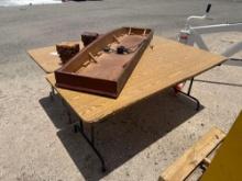 (2) Folding Tables, (2) Wood Carved Pedestals, (1) Wood Frame