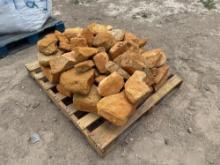 (1) Pallet w/River Stone Boulders (Orange)
