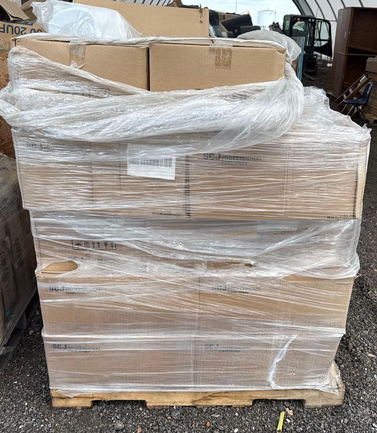 Boxes of SCJ Professional Hand Sanitizer Dispensers on Pallet