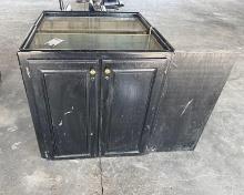 Black Salon Display Cabinet with Glass top