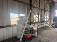 Pallet w/File Cabinet, Onion Slicer, Projector Screen, Air Compressor, Small Water Heater, Printer,