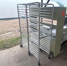 (2) Aluminum Racks on Wheels, Powered Electronics Work Bench