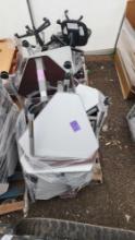 2 Pallets w/ White Rolling Tables, Rolling Chairs