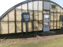 300' X 36' CAROLINA GREENHOUSE WITH HEATERS, FANS, AND A MOWER BOOM