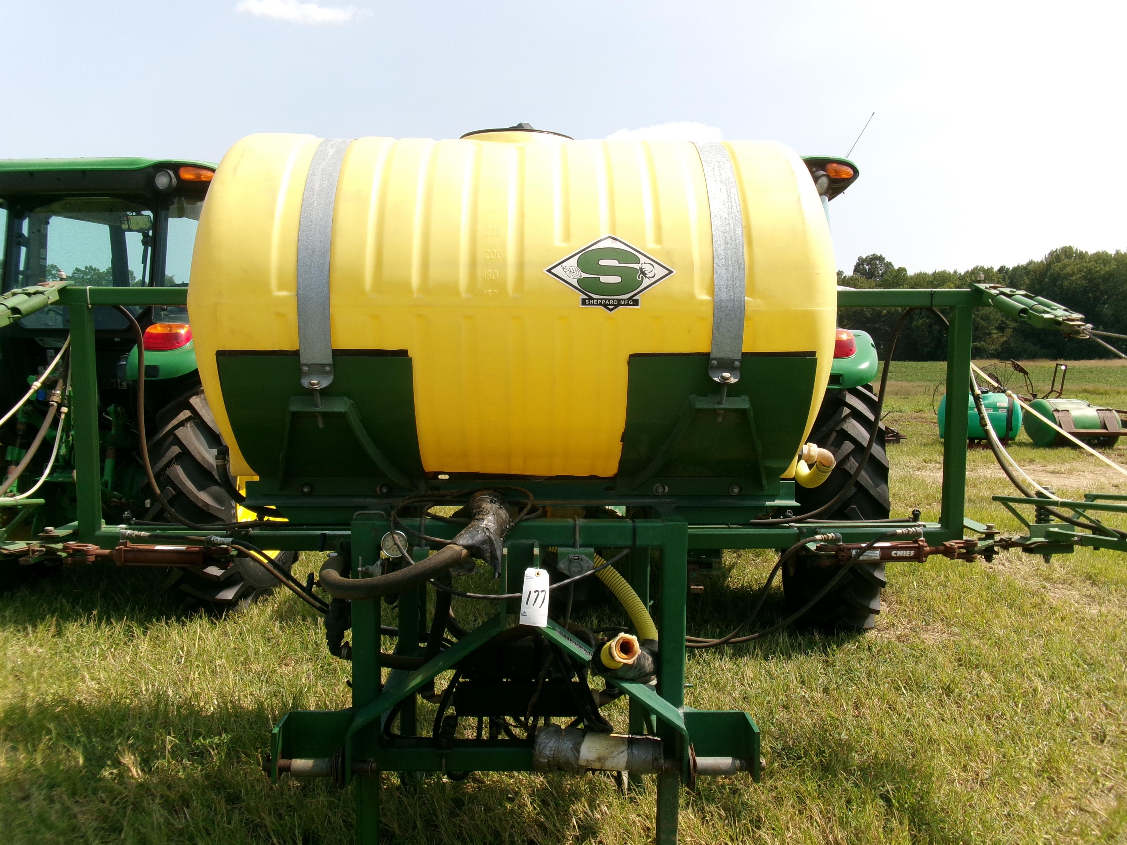 SHEPHARD 300 GAL 3 PT SPRAYER, HYD FOLD BOOMS, FOAM MARKERS, GENTLY USED