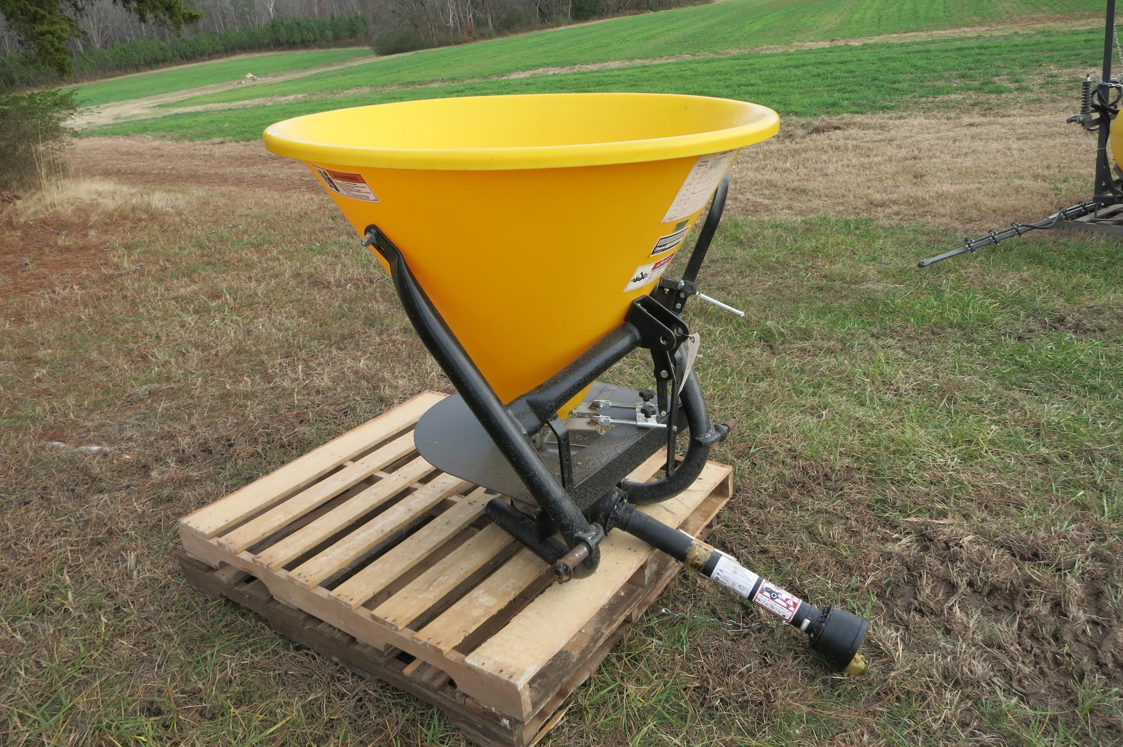 FRONTIER PLASTIC FERTILIZER SPREADER, 3 PT (USED ONCE)