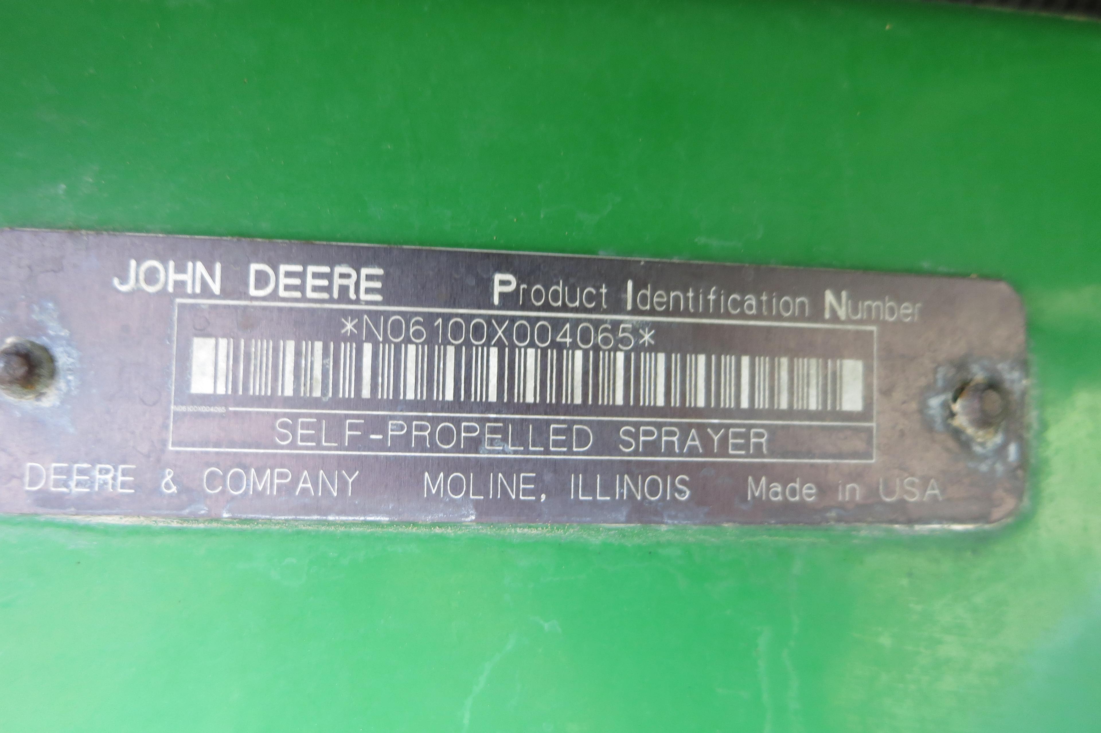 JD 6100 SPRAYER, CAB, JD RATE CONTROL, 4148 MILES, SN:4065, SELLS W/ 4R & 8R BOOM (ALL NEW AC)