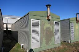 POWELL 9 BOX BARN, WOOD FRAME, 3 PHASE, WHITFIELD HEAT EXCHANGERS, BOUGHT NEW, GOOD BOXES, CALL BENN