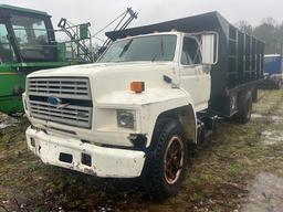 1993 FORD DUMP TRUCK GAS 5-SPD TRANS 14’ HARSH DUMP