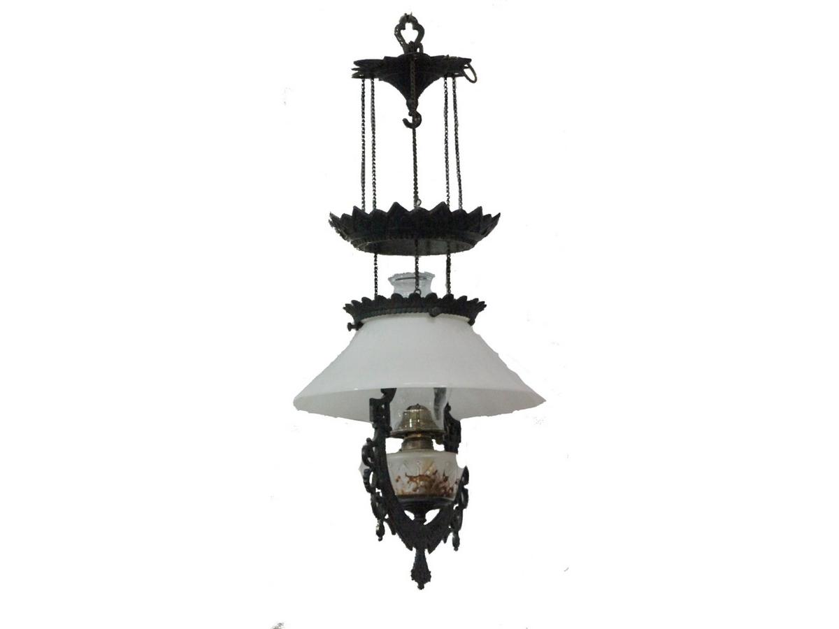 Bradley Hubbard Cast Iron Oil Lamp Ceiling Fixture