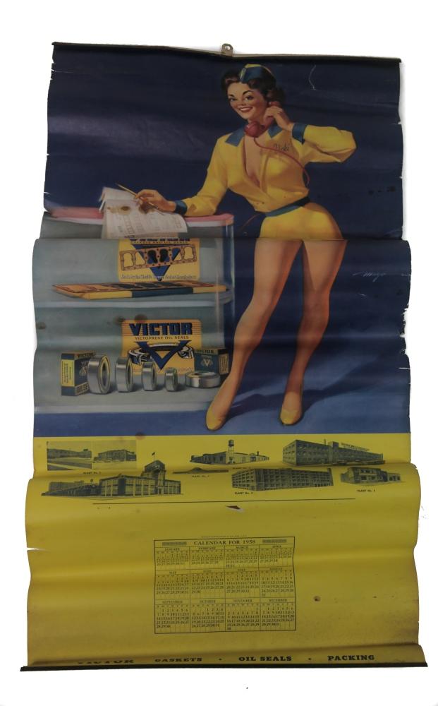 1958 Victor Gasket Calendar Featuring "Vicky"