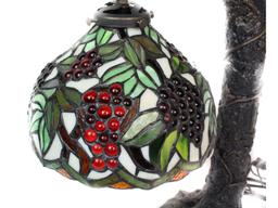 Composition Bird Lamp w/Leaded Stained Glass Shade