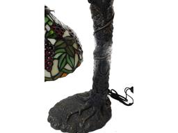 Composition Bird Lamp w/Leaded Stained Glass Shade