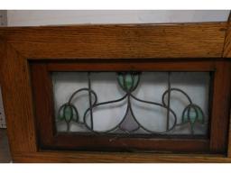 3 Piece Leaded Glass Set in Oak Frame