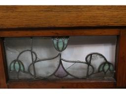 3 Piece Leaded Glass Set in Oak Frame