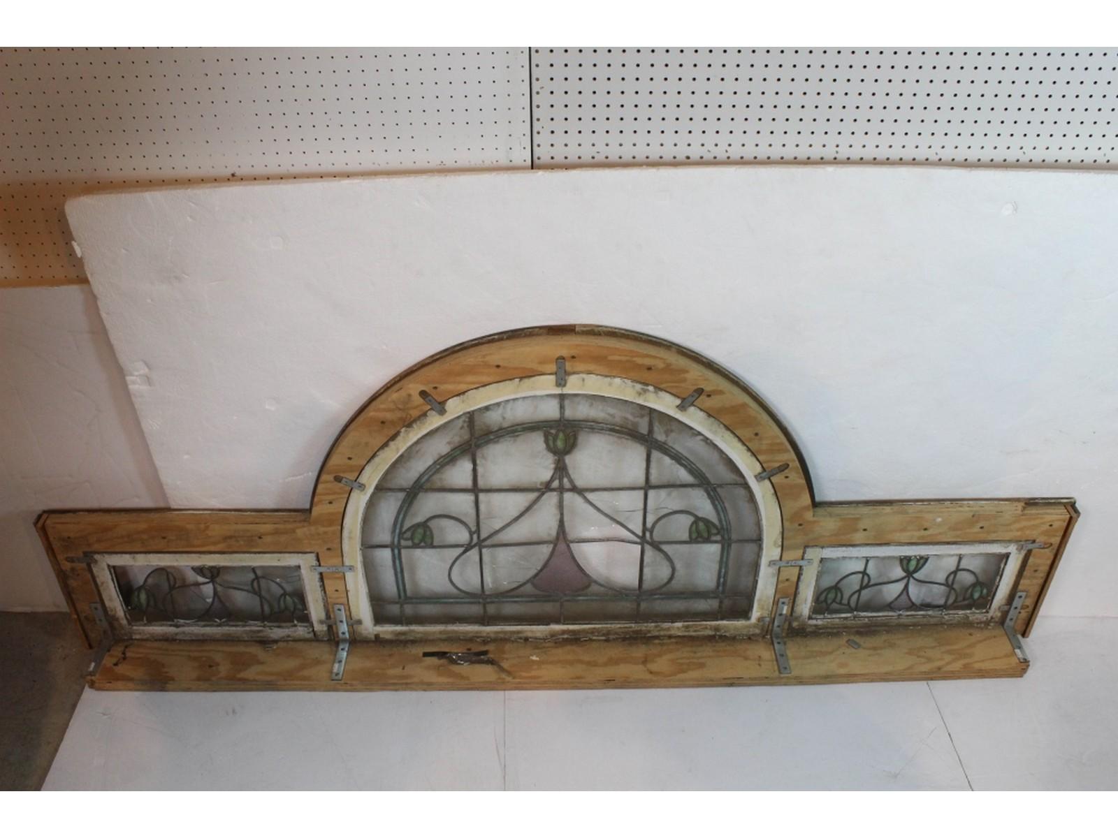 3 Piece Leaded Glass Set in Oak Frame