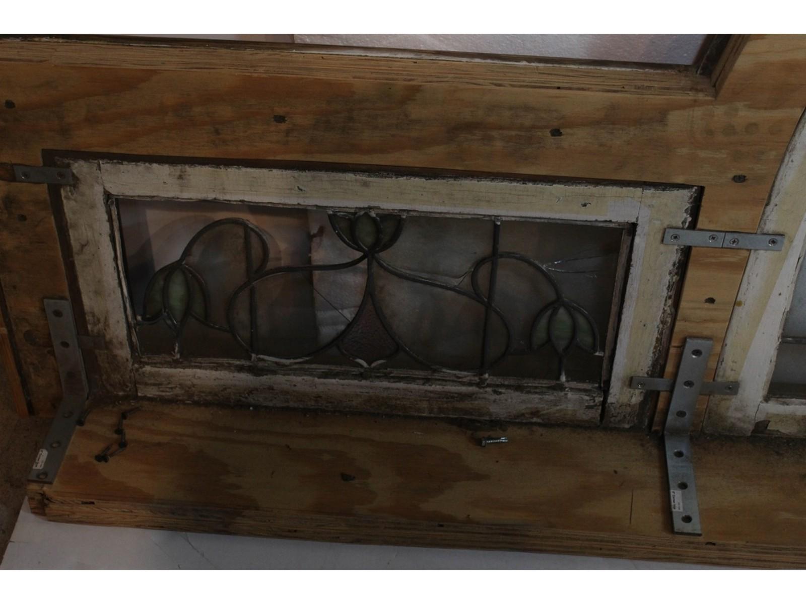 3 Piece Leaded Glass Set in Oak Frame