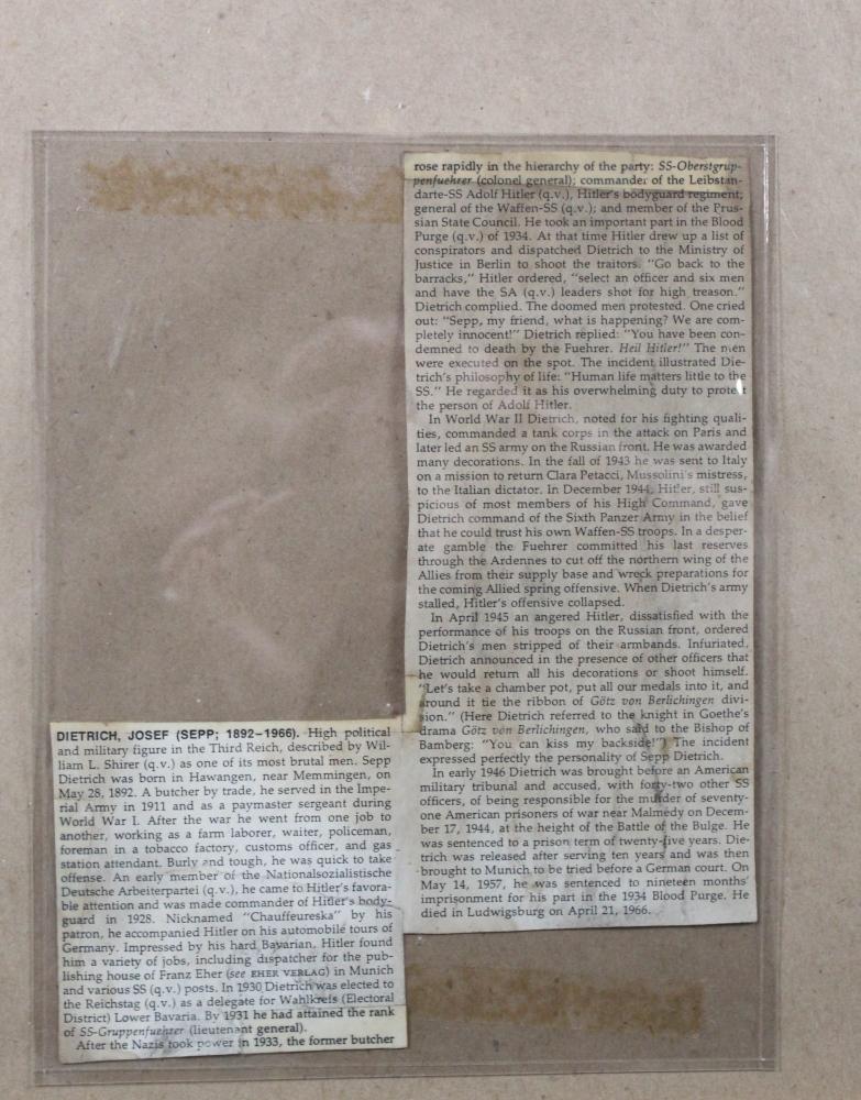 WWII Nazi SS Sepp Dietrich Signed Document