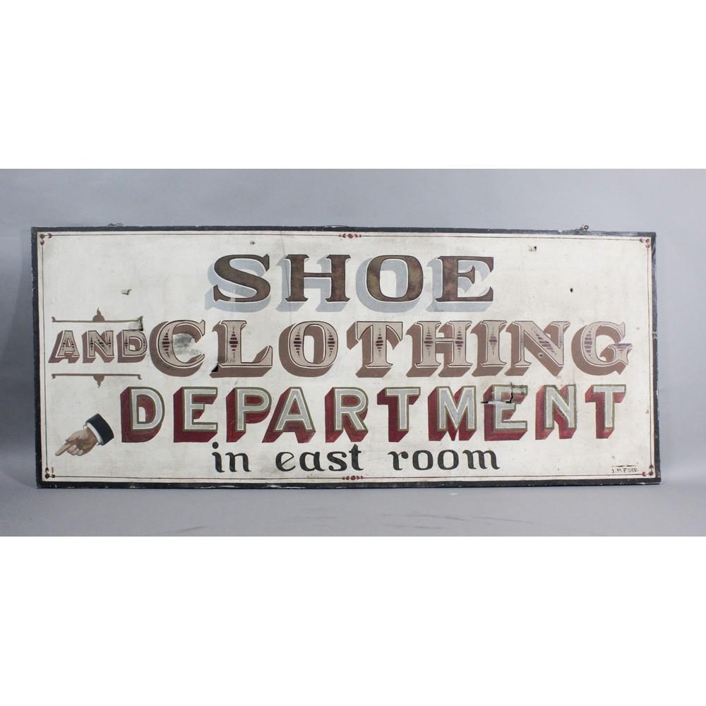 General Store "Shoe and Clothing Department" Sign