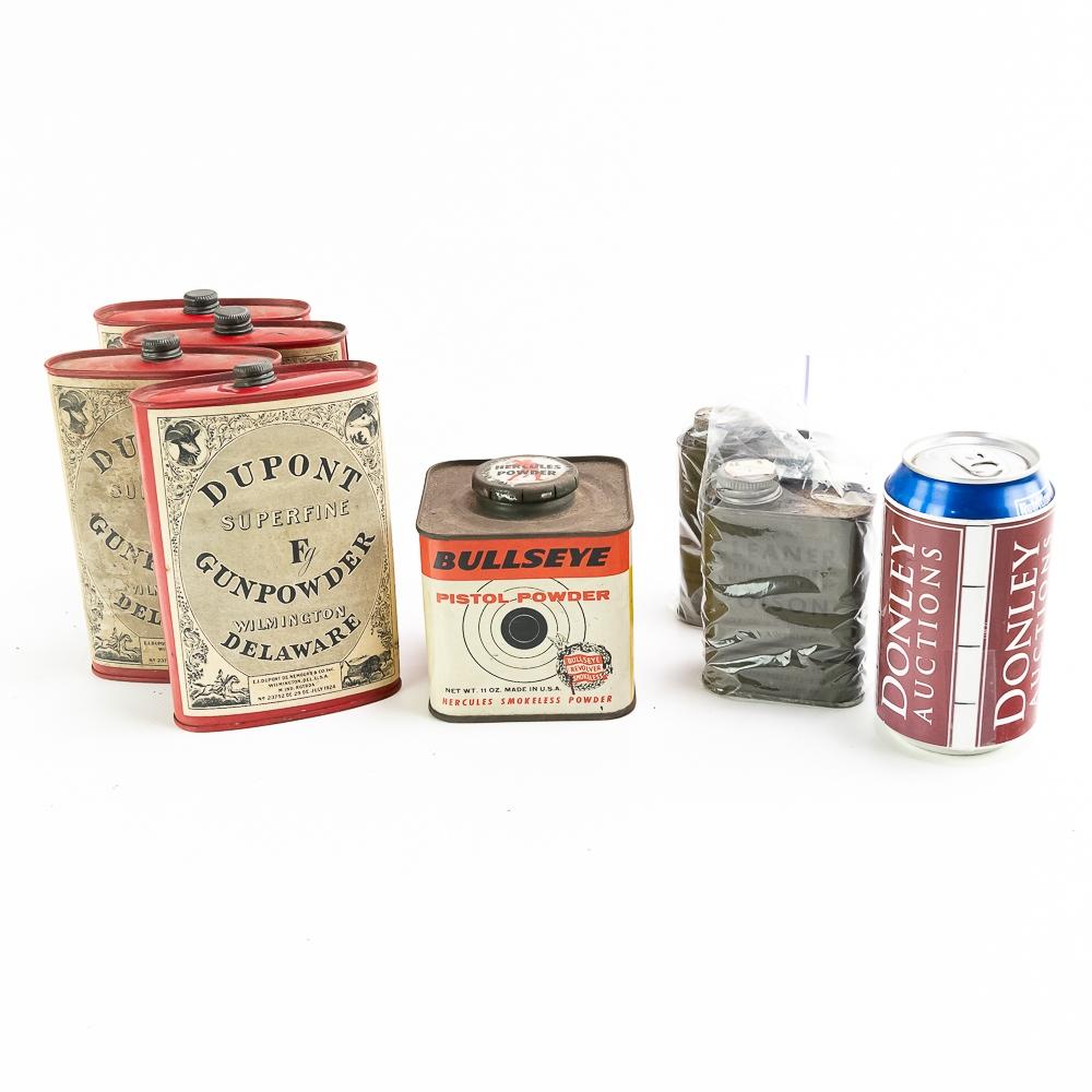 Empty Vintage Gunpowder Cans & Solvent Cans