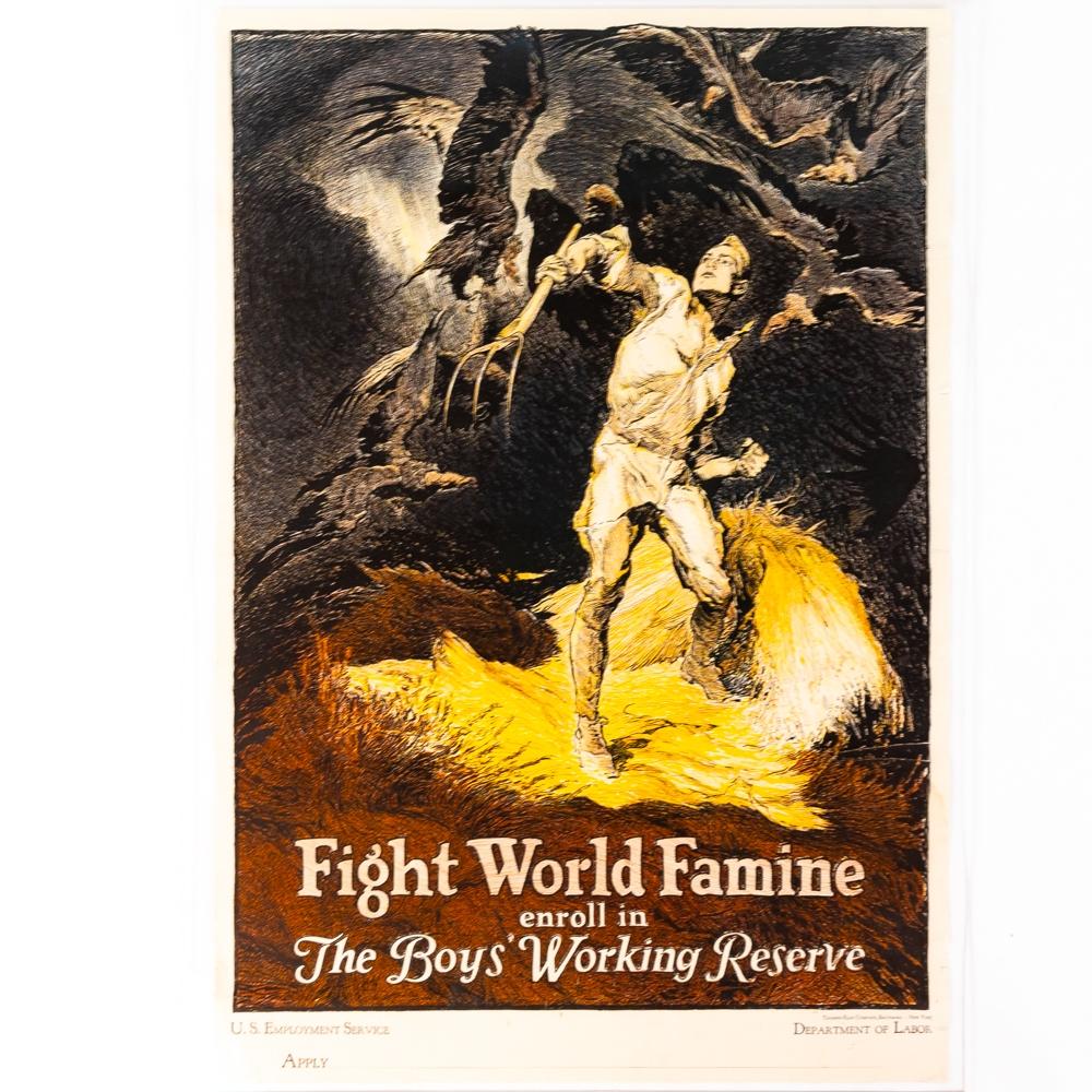 WWI US Poster Lot-Uncle Sam, YWCA, Fight Famine
