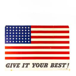 WWII Give It Your Best American Flag Poster Lot 4