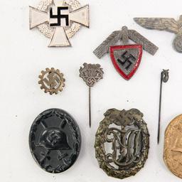 WWII German Medal, Badge, Stick Pin Lot- 13 Pieces