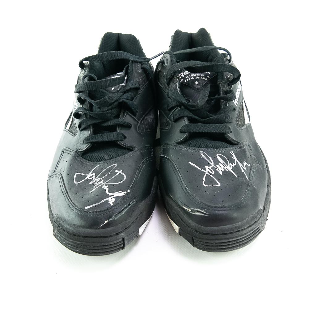 Pair of John Paxton Autographed Used Black Reeboks