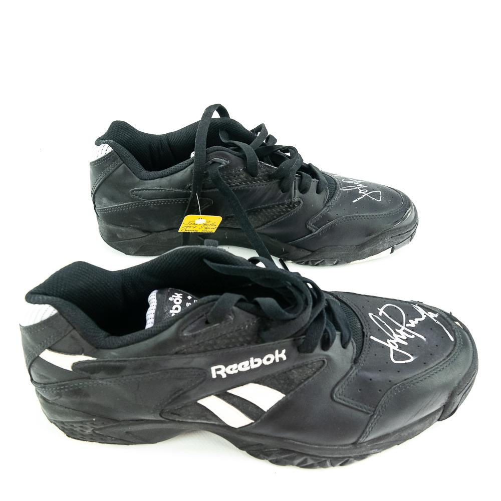 Pair of John Paxton Autographed Used Black Reeboks