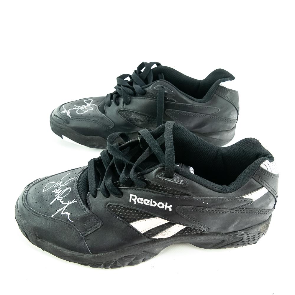 Pair of John Paxton Autographed Used Black Reeboks