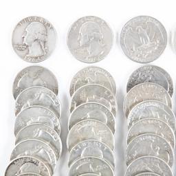 (40) 1964 Washington 90% Silver Quarters 25C
