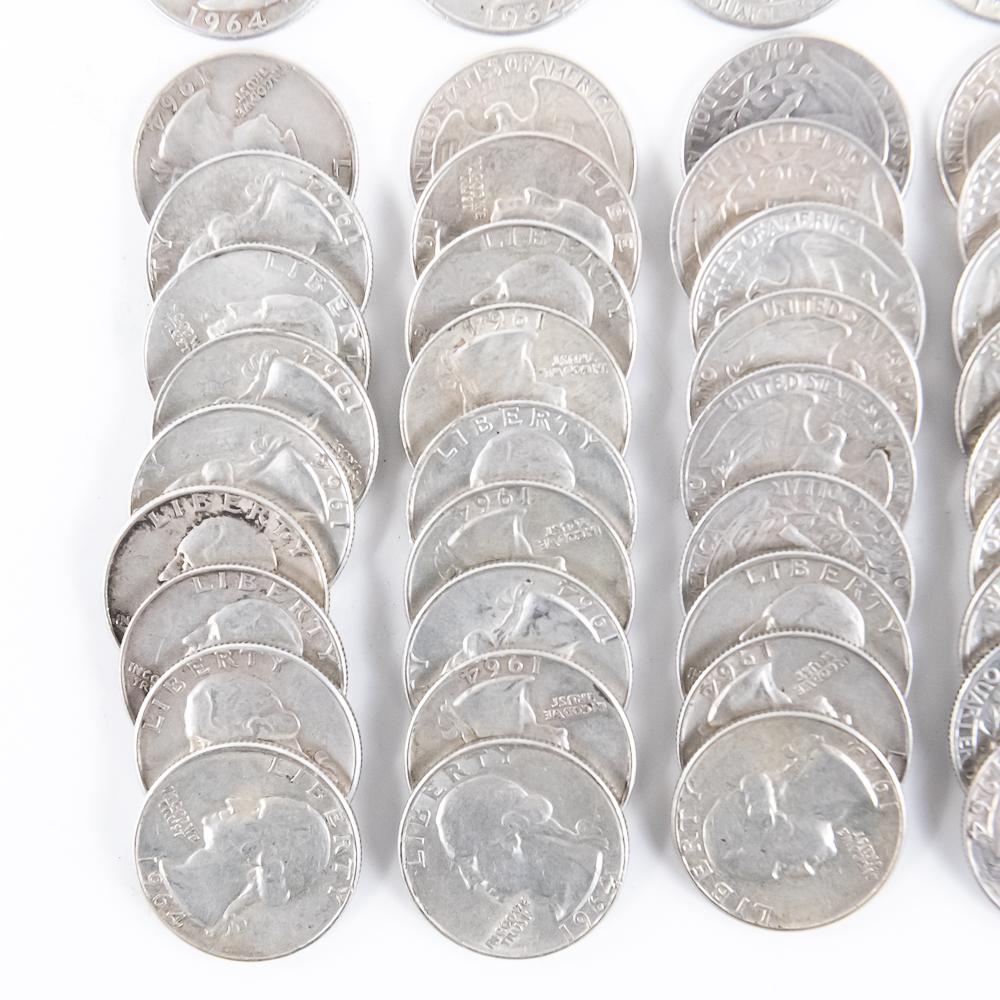 (40) 1964 Washington 90% Silver Quarters 25C