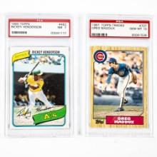 1980 Rickey Henderson & 1987 Greg Maddux PSA RC