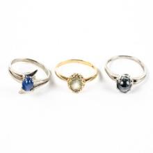 Ladies 10K Lapis Tahitian Pearl & Aquamarine Rings