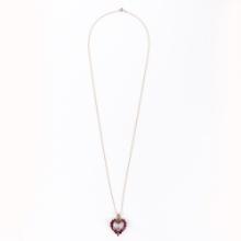 18" 14K Yellow Gold Ruby Accented Heart Pendant