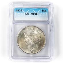 1925 Peace Silver Dollar $1 ICG MS 65