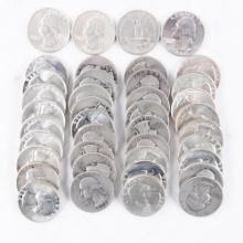 (40) Assorted Washington 90% Silver Quarters 25C