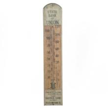 Large State Bank of Union Advertising Thermometer
